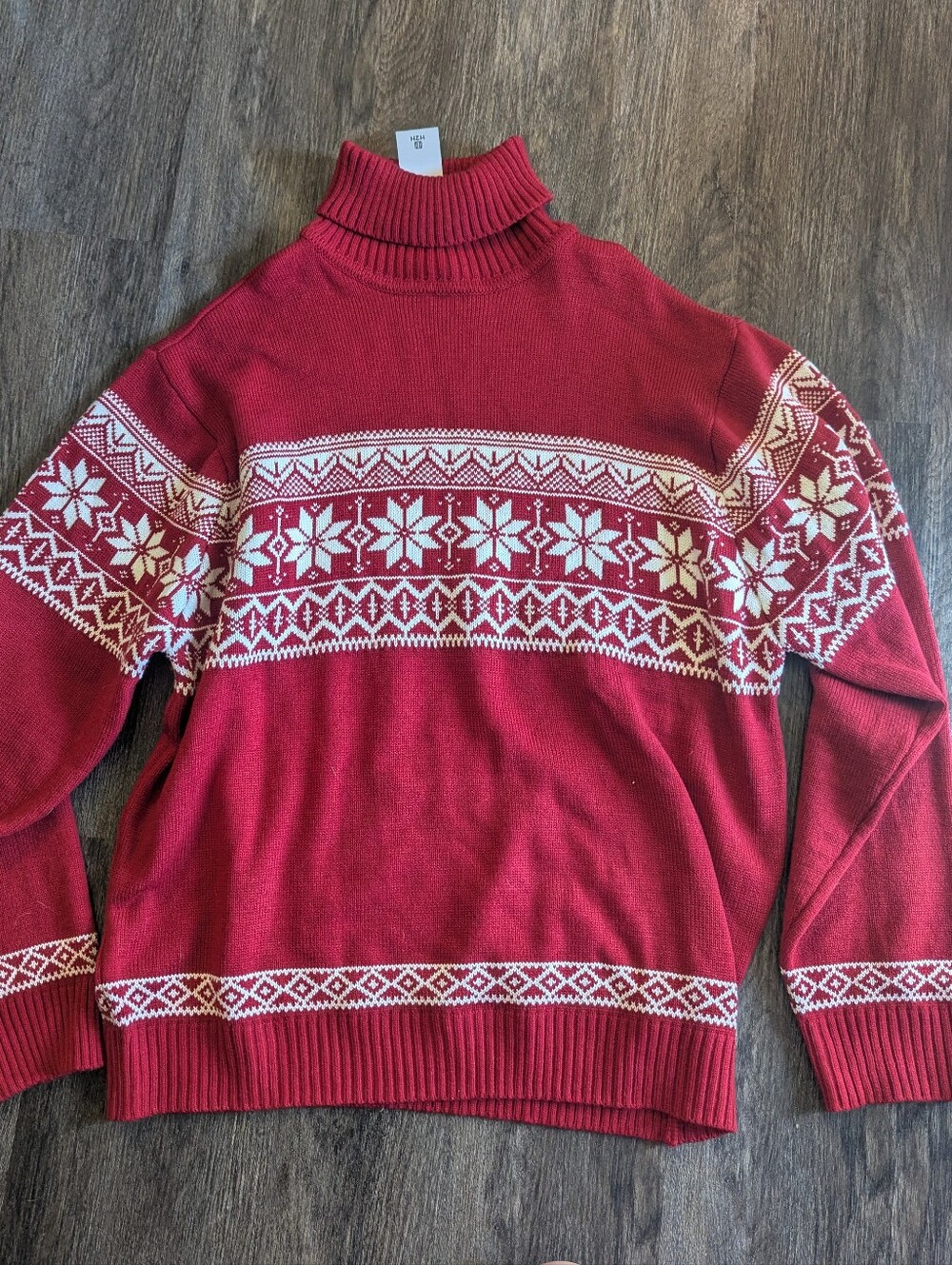 Men's Red Fair Isle Turtleneck Sweater 3XL